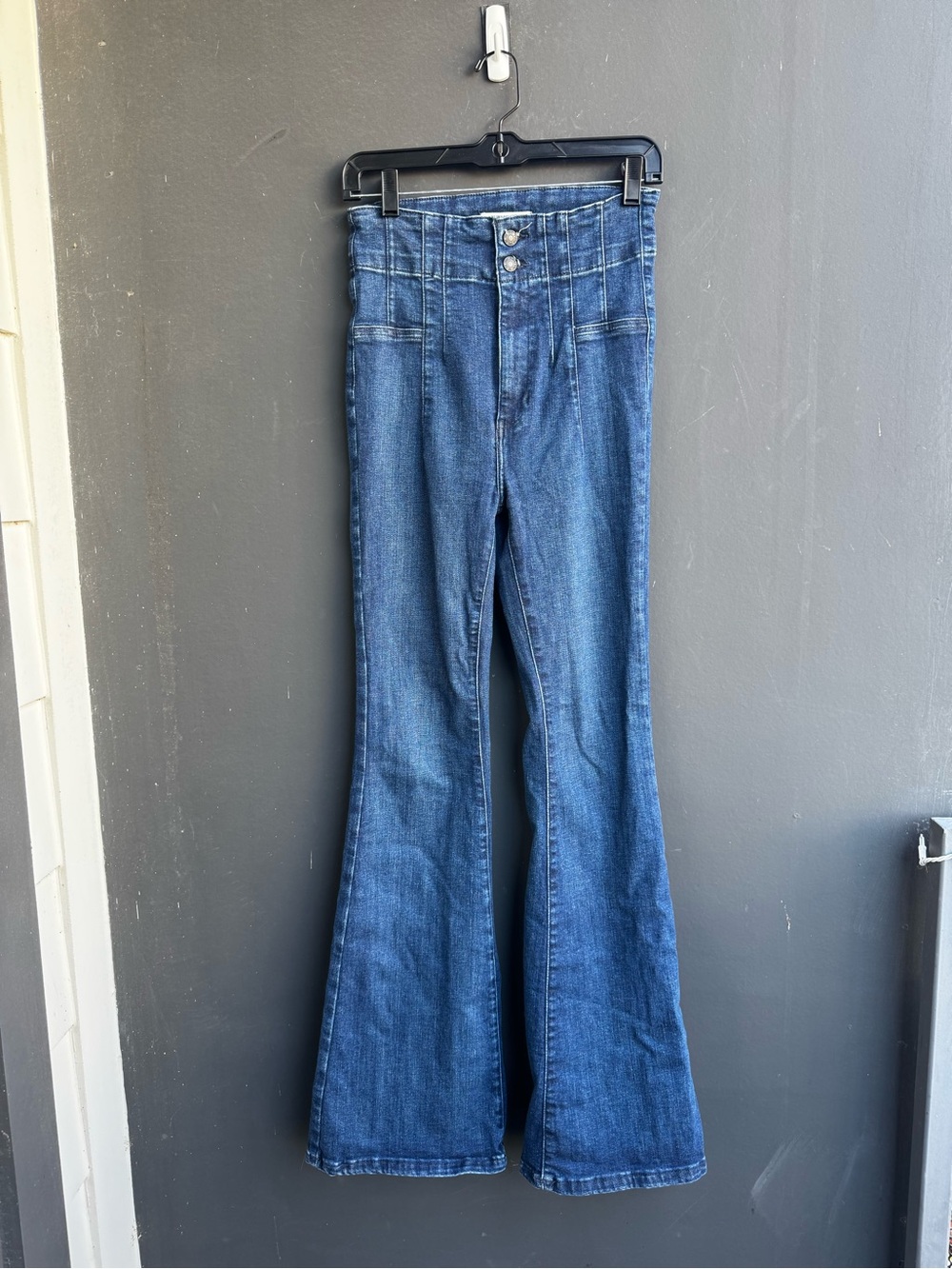 Free People blue high-rise flare jeans size